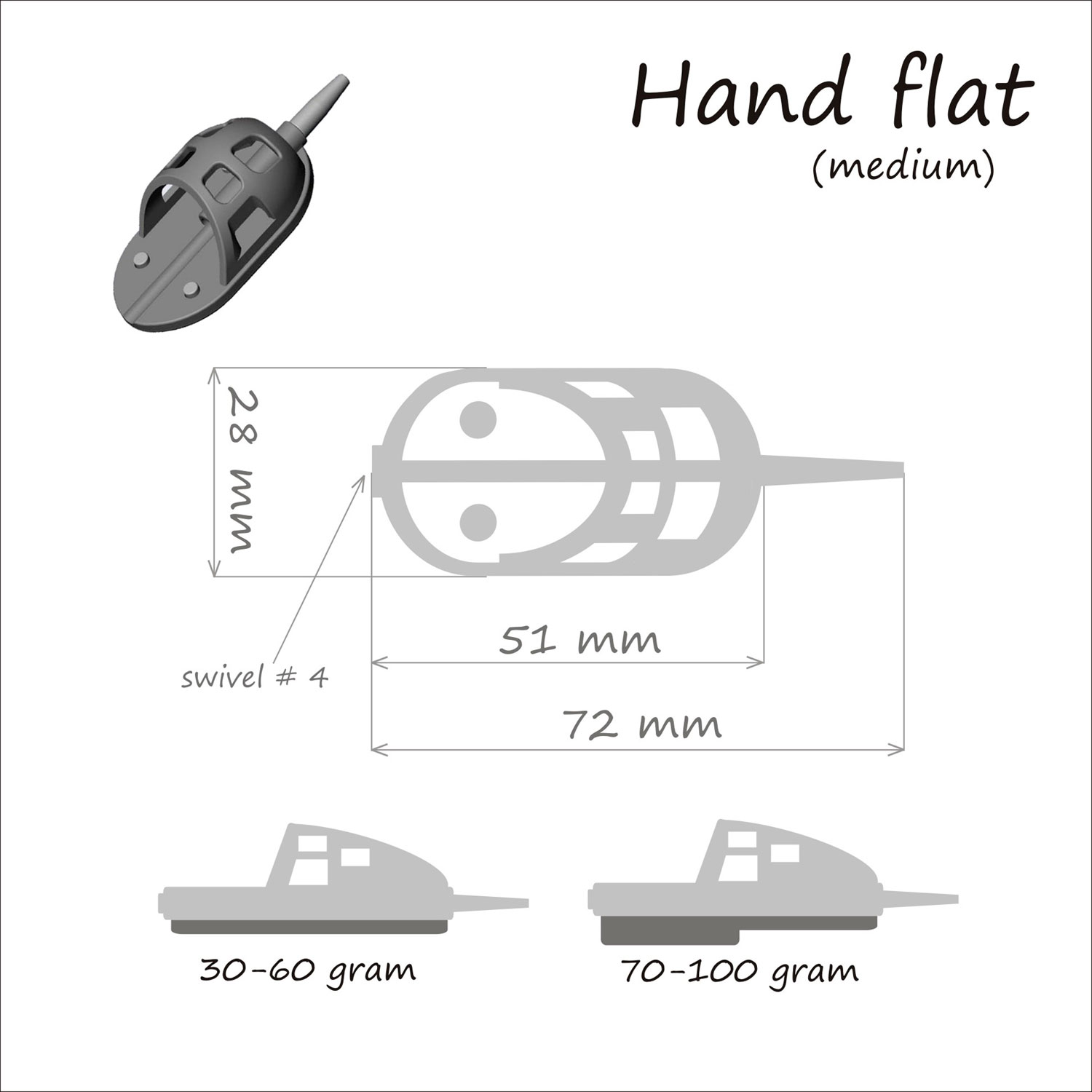 Кормушка ORANGE Hand Flat Method с вертлюгом № 4, 50 гр, в уп. 1 шт