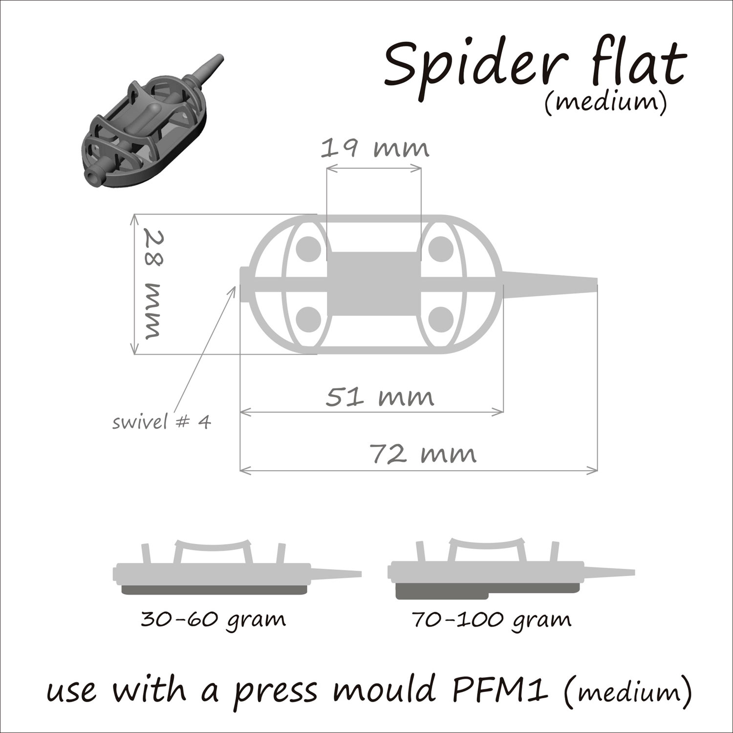 Кормушка ORANGE Spider Flat Method с вертлюгом № 4, 90 гр, в уп. 1 шт