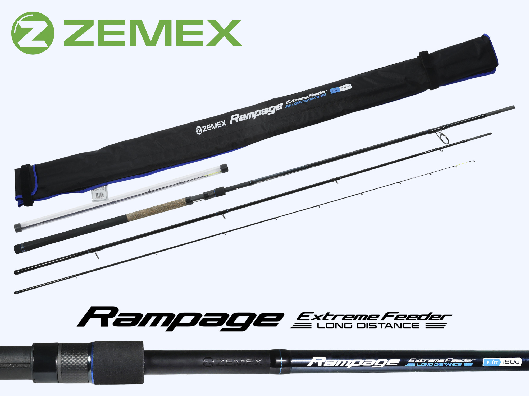 Удилище фидерное ZEMEX RAMPAGE River Feeder 12.4 ft - 110 g