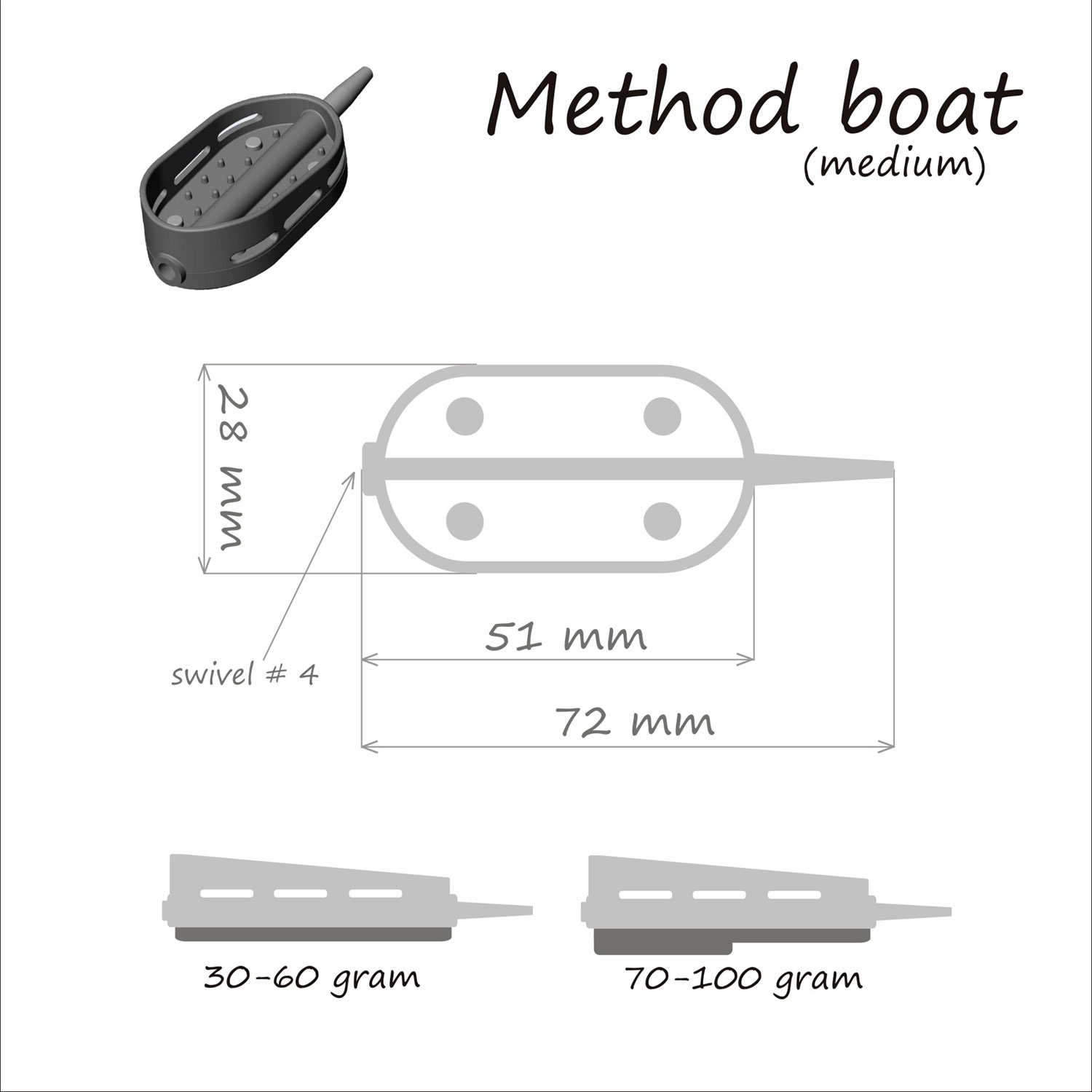 Кормушка ORANGE Boat Flat Method с вертлюгом № 4, 60 гр, в уп. 1 шт