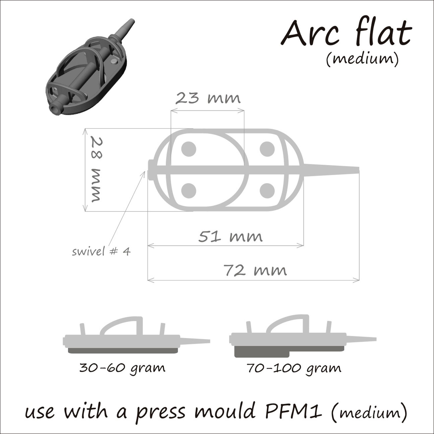 Кормушка ORANGE Arc Flat Method с вертлюгом № 4, 60 гр, в уп. 1 шт