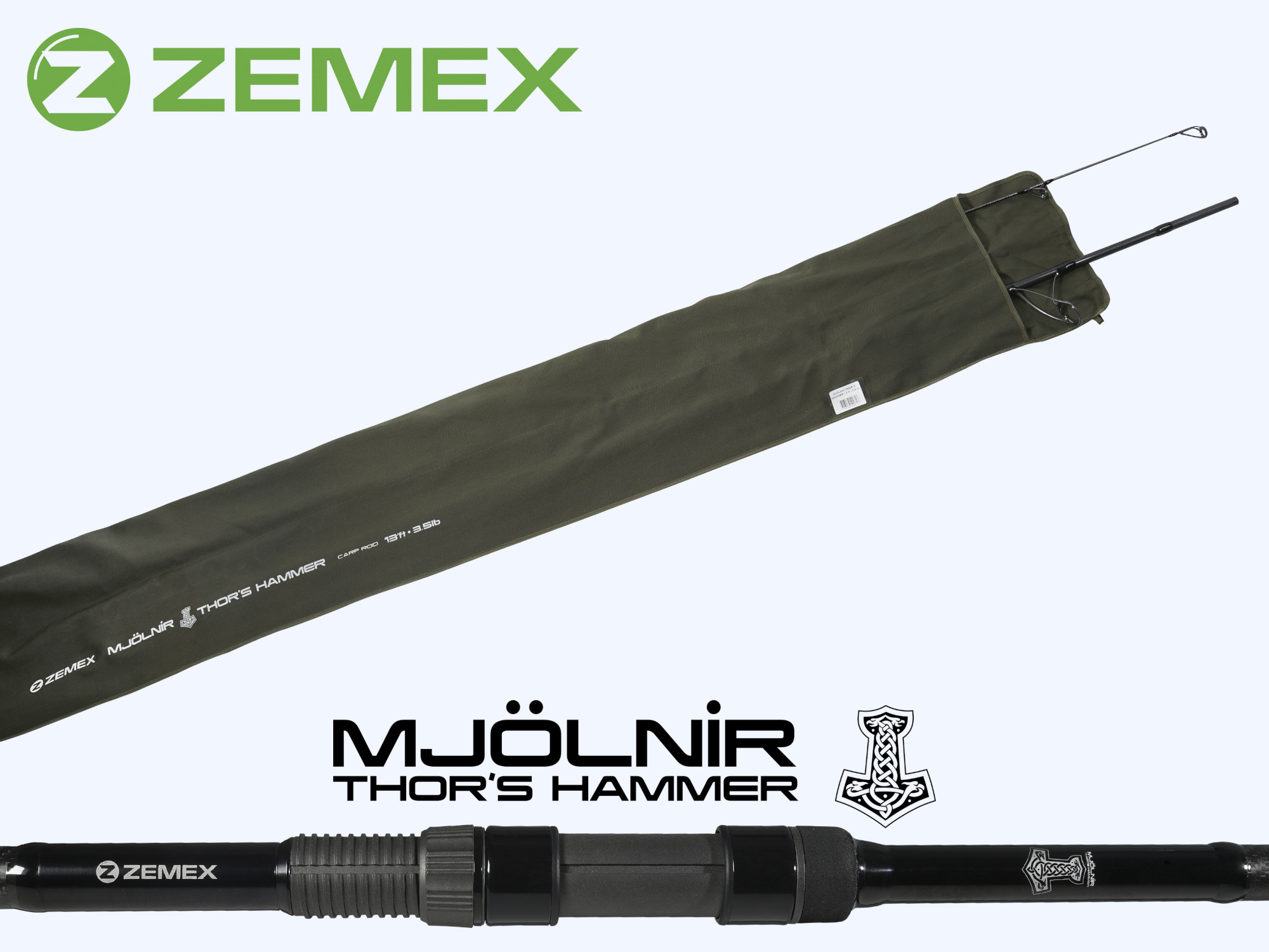 Удилище карповое ZEMEX MJOLNIR Thor's Hammer 13 ft - 3.75 lb